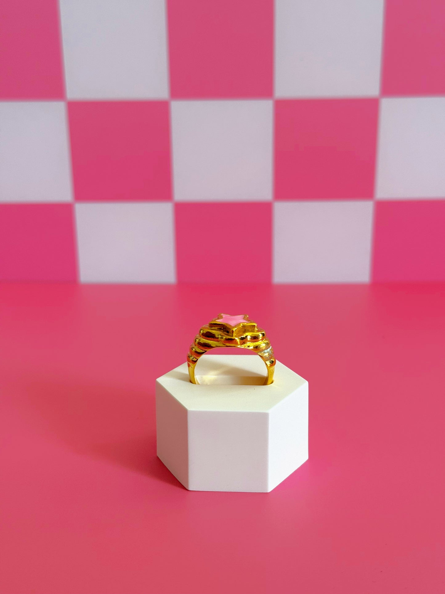 Pink Star Enamel Ring