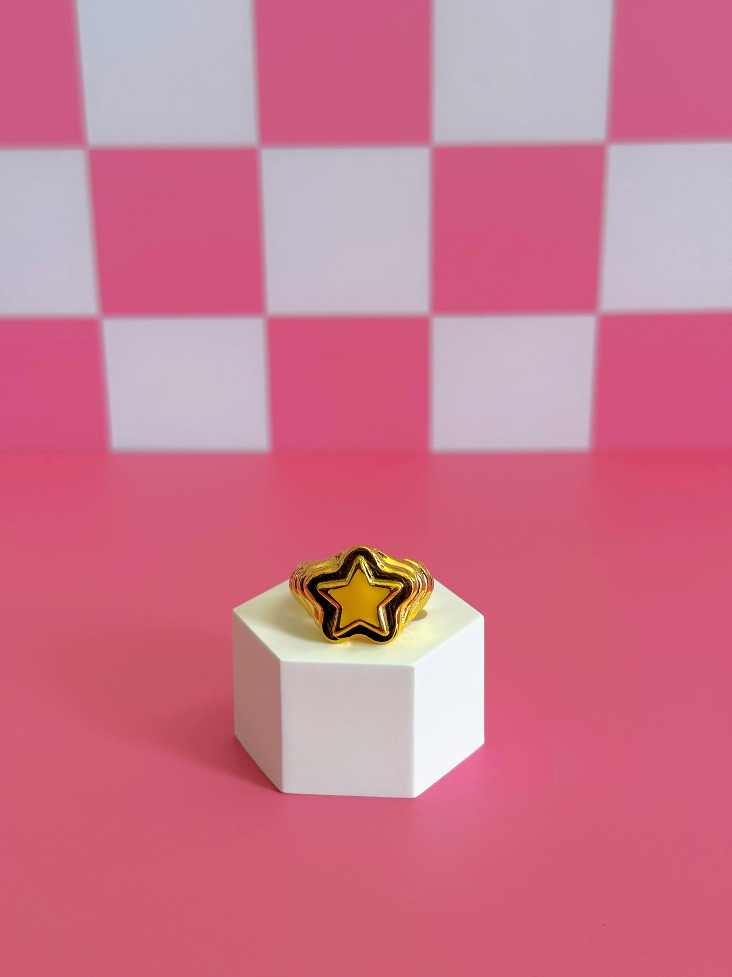Yellow Star Enamel Ring